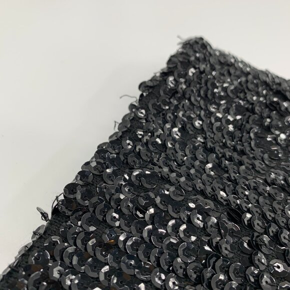 Valentina 60s Black Wool Sequin Sleeveless Shift Dress | Size L/XL - Picture 12 of 14